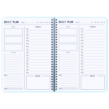 Blue Daily Weekly Agenda Notebooks Fexible PVC Hard Shell Personal Diary Shedule Agenda Notepad Nicht-datiertes Notizbuch